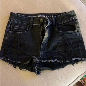 Black denim American Eagle shorts